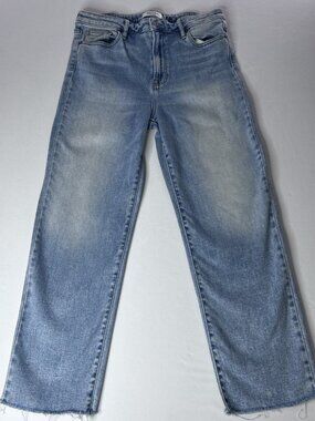 Hidden Los Angeles High-Rise Straight Leg Light Wash Raw Hem Jeans, Size 31